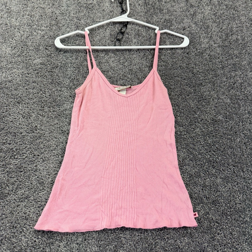 Aeropostale Cami Tank Top Womens Medium Pink Ribbed Cotton Spaghetti Strap
